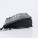 Valentino Clutch Bag Leather Black Silver Auth BA16865-5