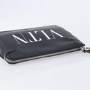 Valentino Clutch Bag Leather Black Silver Auth BA16865-6