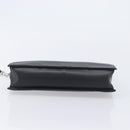 Valentino Clutch Bag Leather Black Silver Auth BA16865-7
