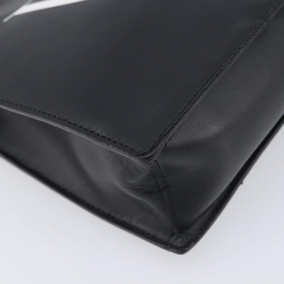 Valentino Clutch Bag Leather Black Silver Auth BA16865