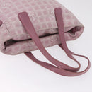 CHANEL New Travel Line Tote Bag Canvas 2 Set Brown Pink CC Auth BA16871-5