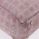CHANEL New Travel Line Tote Bag Canvas 2 Set Brown Pink CC Auth BA16871-8