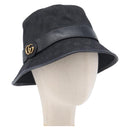 GUCCI GG Canvas Bucket Hat Black Gold Tone 576587 Auth BA16873V-1