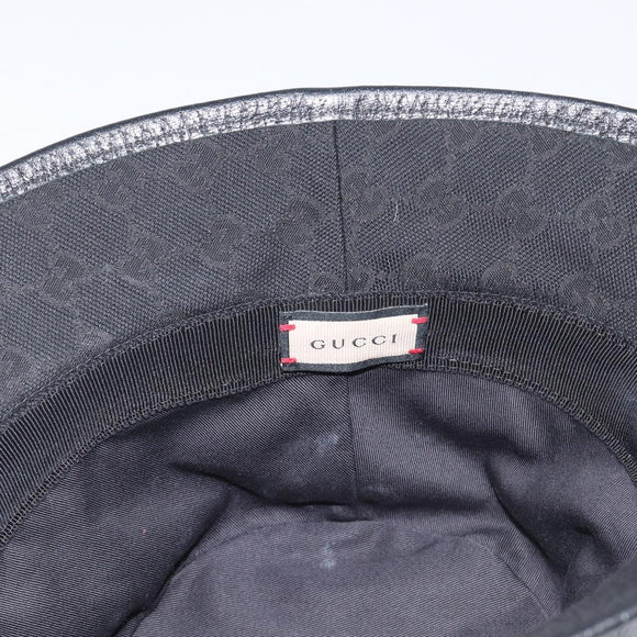 GUCCI GG Canvas Bucket Hat Black Gold Tone 576587 Auth BA16873V
