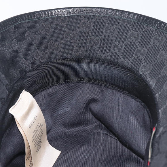 GUCCI GG Canvas Bucket Hat Black Gold Tone 576587 Auth BA16873V