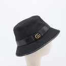 GUCCI GG Canvas Bucket Hat Black Gold Tone 576587 Auth BA16873V-5