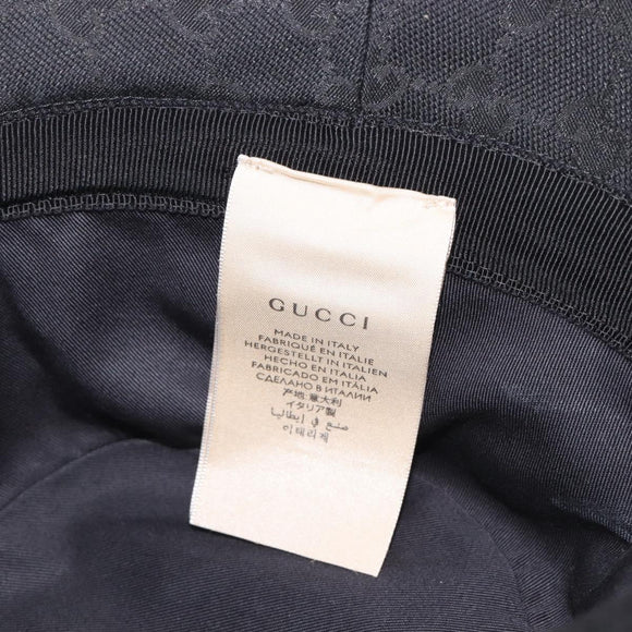 GUCCI GG Canvas Bucket Hat Black Gold Tone 576587 Auth BA16873V