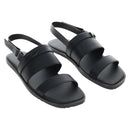 HERMES Mickey Sandals Leather EU42 Black Silver Auth BA16875M-1