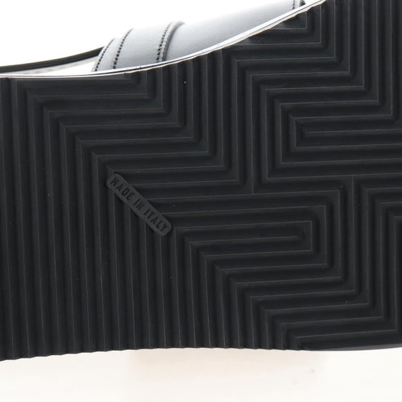 HERMES Mickey Sandals Leather EU42 Black Silver Auth BA16875M
