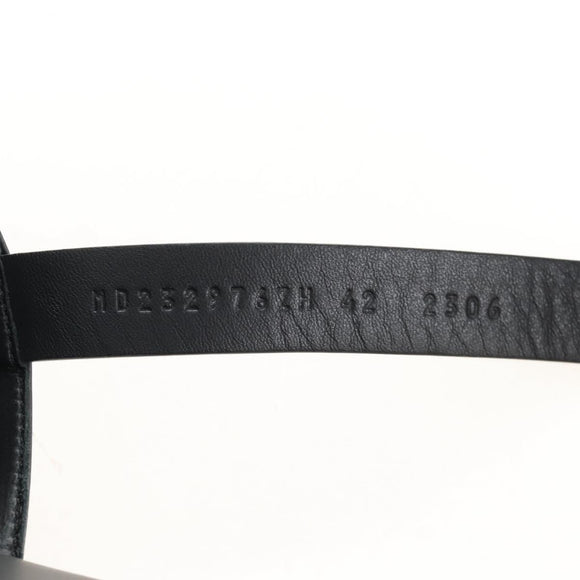 HERMES Mickey Sandals Leather EU42 Black Silver Auth BA16875M