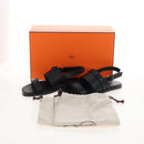 HERMES Mickey Sandals Leather EU42 Black Silver Auth BA16875M-22