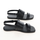 HERMES Mickey Sandals Leather EU42 Black Silver Auth BA16875M-6