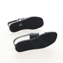 HERMES Mickey Sandals Leather EU42 Black Silver Auth BA16875M-7