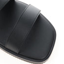 HERMES Mickey Sandals Leather EU42 Black Silver Auth BA16875M-8