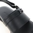HERMES Mickey Sandals Leather EU42 Black Silver Auth BA16875M-9