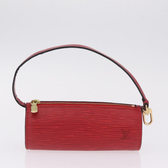 LOUIS VUITTON Epi Pouch Business Bag 2 Set Black Red LV Auth BA16877