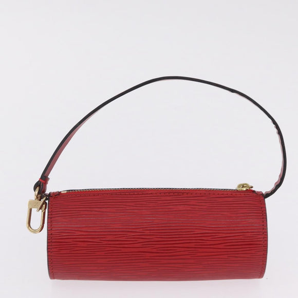 LOUIS VUITTON Epi Pouch Business Bag 2 Set Black Red LV Auth BA16877