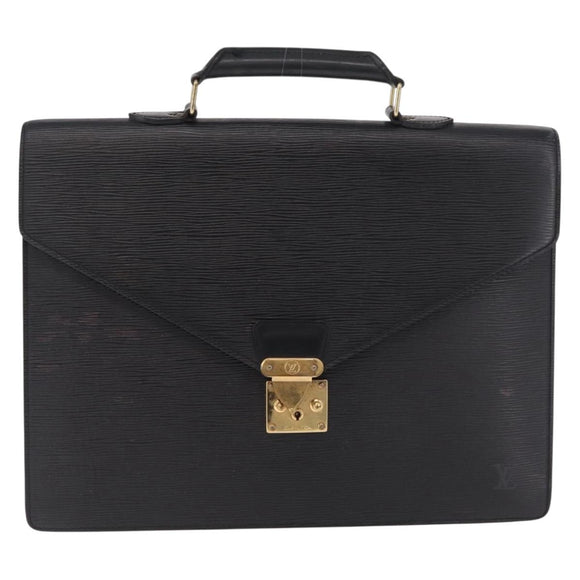 LOUIS VUITTON Epi Pouch Business Bag 2 Set Black Red LV Auth BA16877