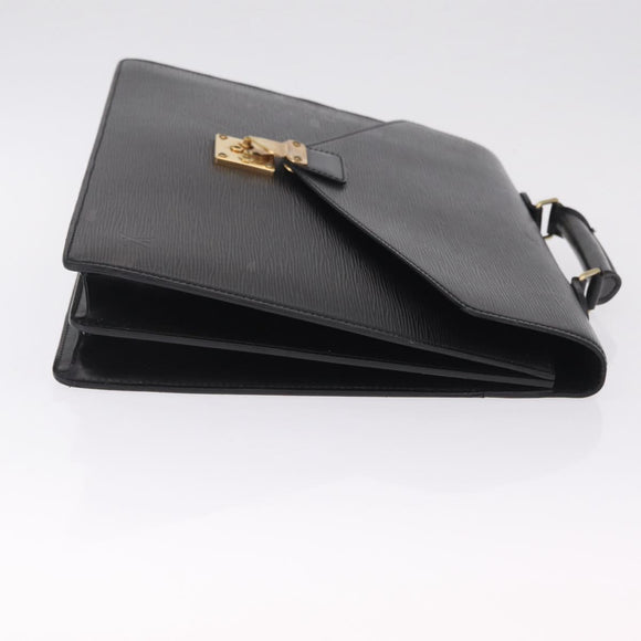 LOUIS VUITTON Epi Pouch Business Bag 2 Set Black Red LV Auth BA16877