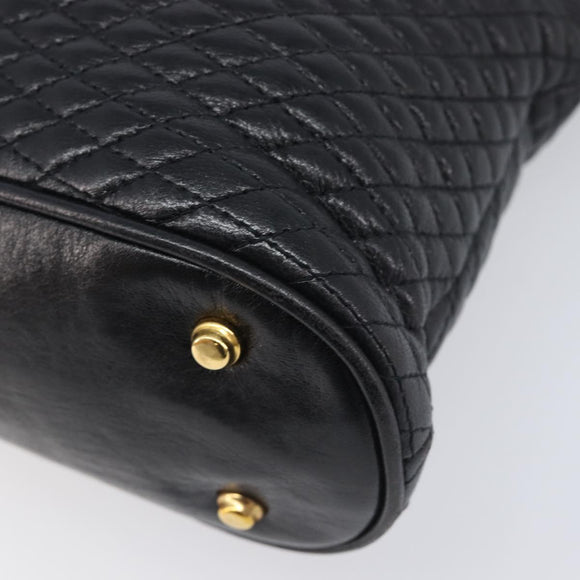 Bally Chain Shoulder Bag Leather Black Gold Tone Auth BA16884