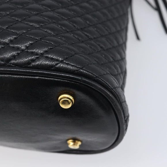Bally Chain Shoulder Bag Leather Black Gold Tone Auth BA16884