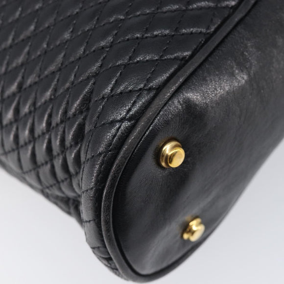 Bally Chain Shoulder Bag Leather Black Gold Tone Auth BA16884