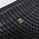 Bally Chain Shoulder Bag Leather Black Gold Tone Auth BA16884-14
