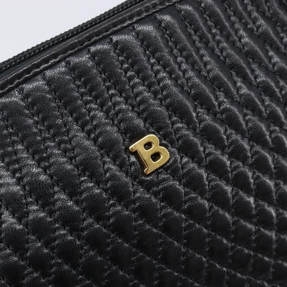 Bally Chain Shoulder Bag Leather Black Gold Tone Auth BA16884