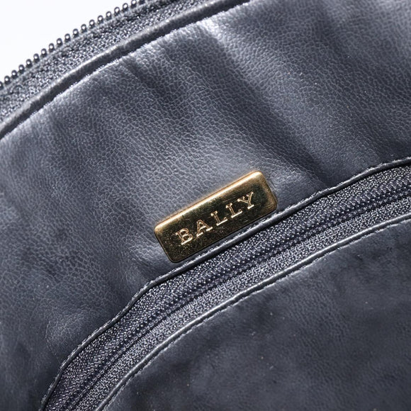 Bally Chain Shoulder Bag Leather Black Gold Tone Auth BA16884