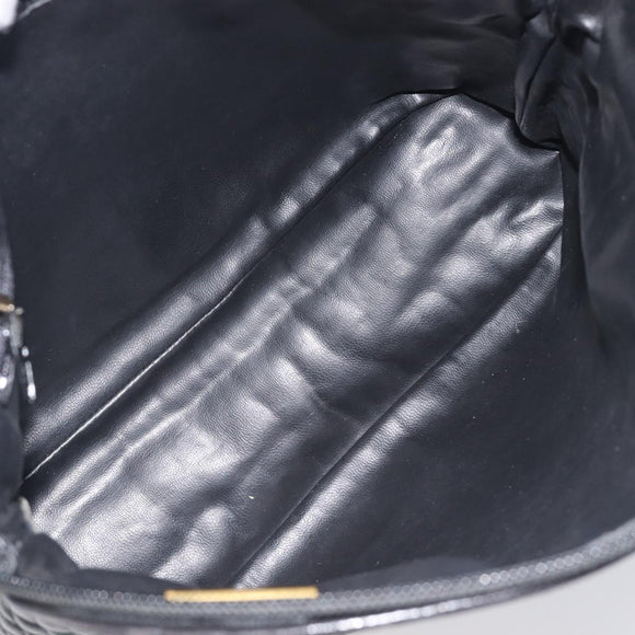 Bally Chain Shoulder Bag Leather Black Gold Tone Auth BA16884