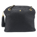 Bally Chain Shoulder Bag Leather Black Gold Tone Auth BA16884-2