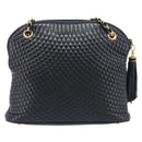 Bally Chain Shoulder Bag Leather Black Gold Tone Auth BA16884-3