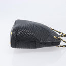Bally Chain Shoulder Bag Leather Black Gold Tone Auth BA16884-4