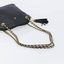 Bally Chain Shoulder Bag Leather Black Gold Tone Auth BA16884-7