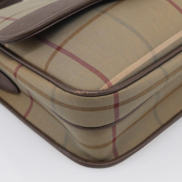Burberrys Nova Check Shoulder Bag Canvas Brown Gold Tone Auth BA16887
