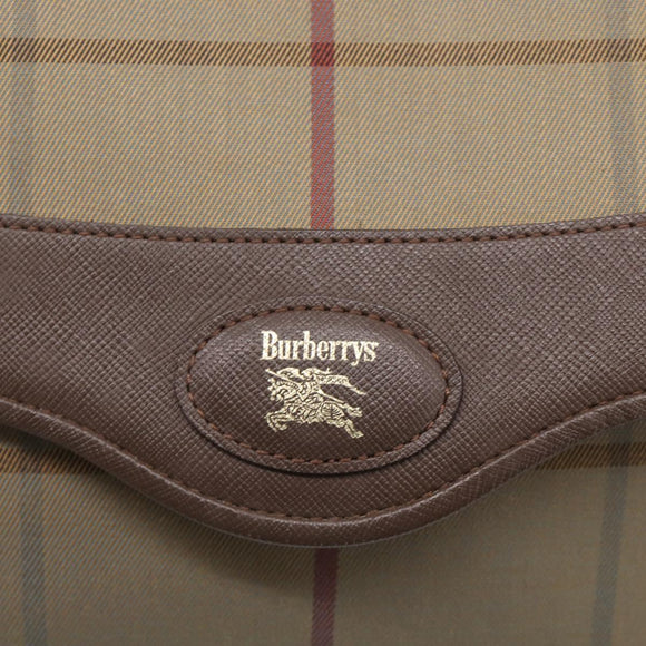 Burberrys Nova Check Shoulder Bag Canvas Brown Gold Tone Auth BA16887