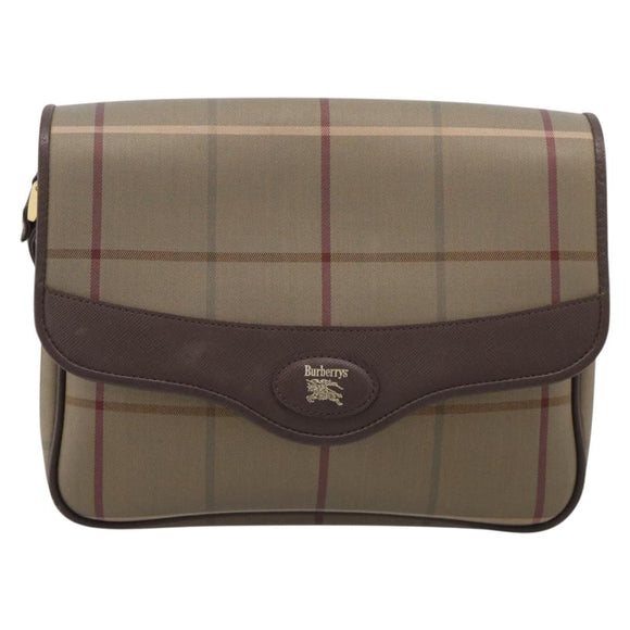 Burberrys Nova Check Shoulder Bag Canvas Brown Gold Tone Auth BA16887