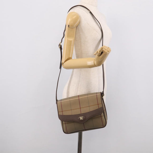 Burberrys Nova Check Shoulder Bag Canvas Brown Gold Tone Auth BA16887