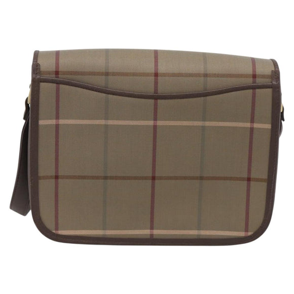 Burberrys Nova Check Shoulder Bag Canvas Brown Gold Tone Auth BA16887