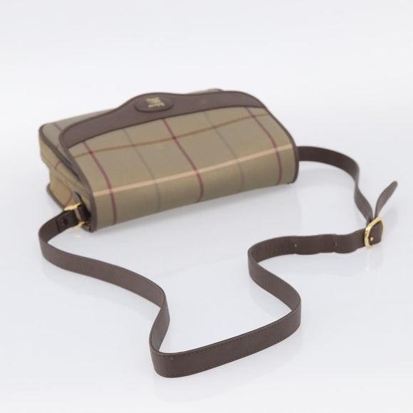Burberrys Nova Check Shoulder Bag Canvas Brown Gold Tone Auth BA16887