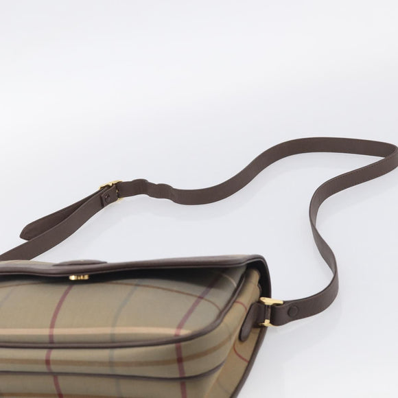 Burberrys Nova Check Shoulder Bag Canvas Brown Gold Tone Auth BA16887