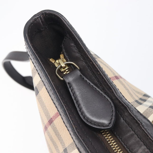 BURBERRY Nova Check Shoulder Bag PVC Leather Beige Gold Tone Auth BA16888