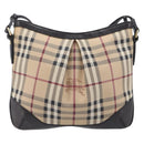 BURBERRY Nova Check Shoulder Bag PVC Leather Beige Gold Tone Auth BA16888-2