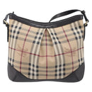 BURBERRY Nova Check Shoulder Bag PVC Leather Beige Gold Tone Auth BA16888-3