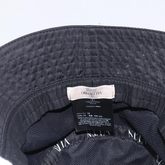 Valentino Bucket Hat Nylon Black White Auth BA16890