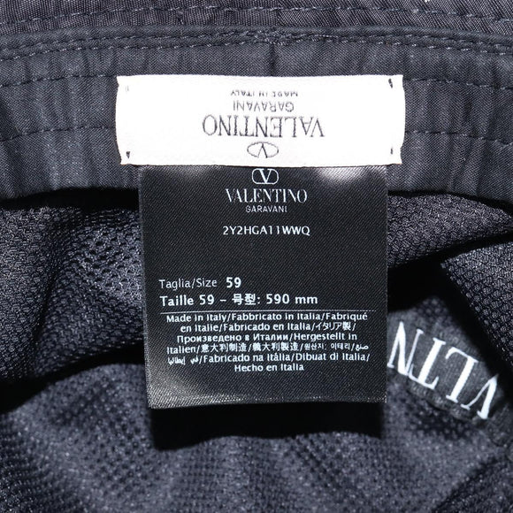 Valentino Bucket Hat Nylon Black White Auth BA16890