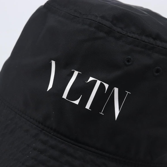 Valentino Bucket Hat Nylon Black White Auth BA16890