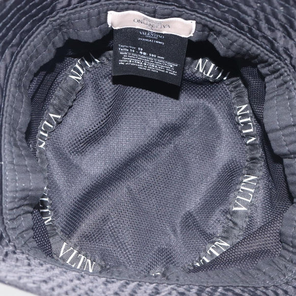 Valentino Bucket Hat Nylon Black White Auth BA16890