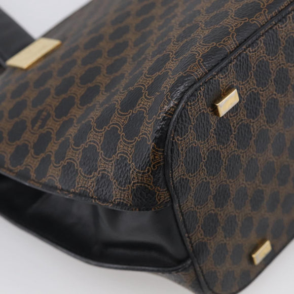 CELINE Macadam Hand Bag PVC Black Gold Tone Auth BA16891