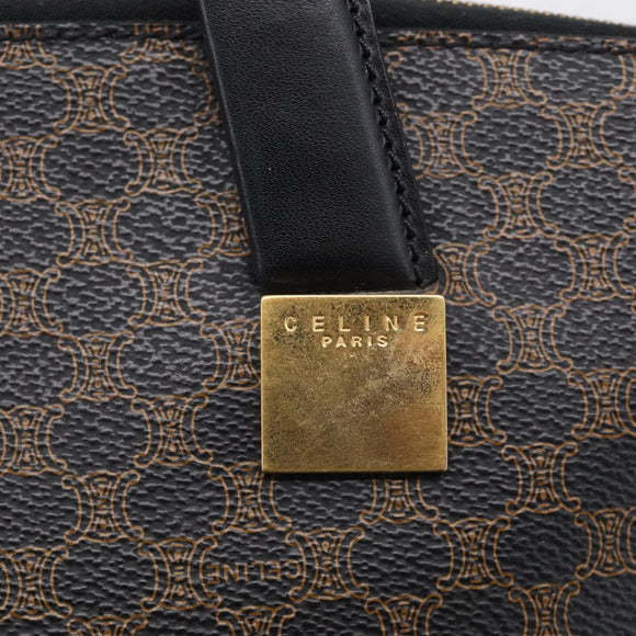 CELINE Macadam Hand Bag PVC Black Gold Tone Auth BA16891